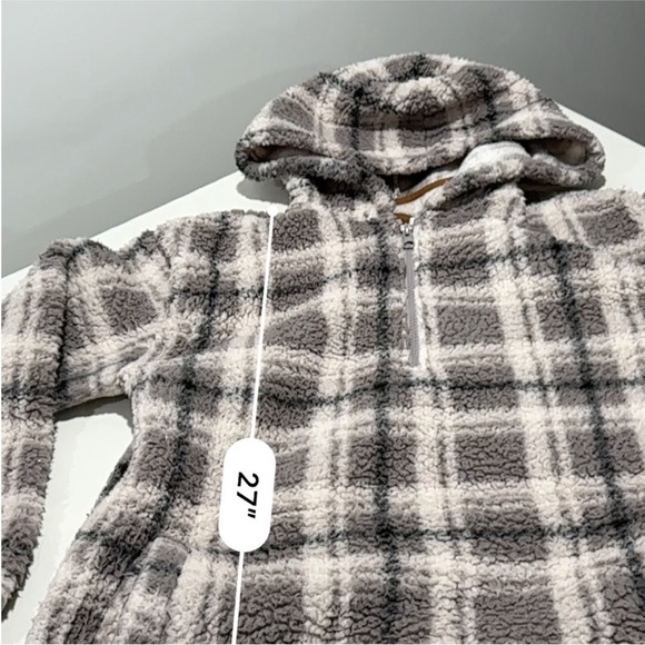 Koolaburra by UGG Women's Top Brushed Back Sherpa Hoodie plaid Size Medium - Picture 7 of 10